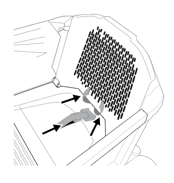 Gather harness behind seat back