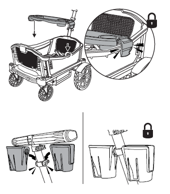 Install tray and cup holders