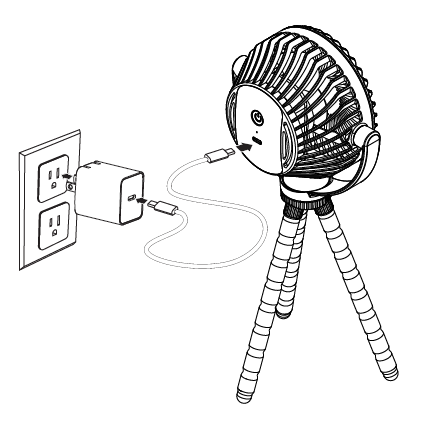 Connecting USB-C cable to Flex Fan