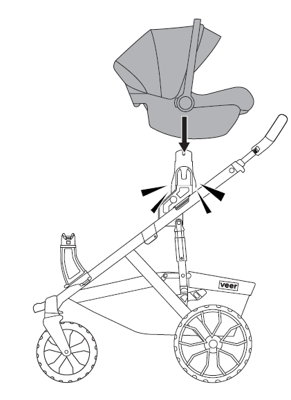 Attach Graco or Baby Jogger car seat to upper risers