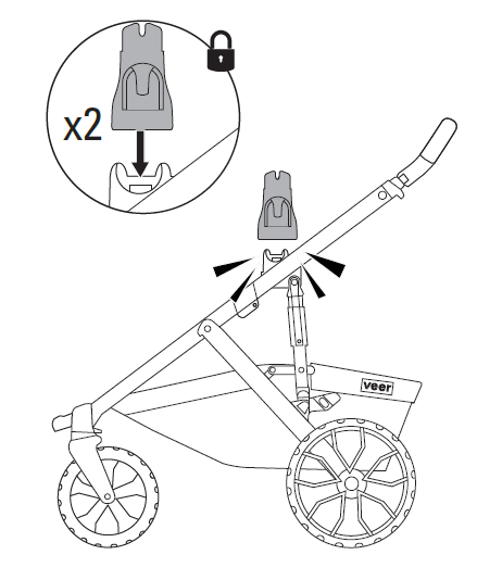 Attach infant car seat adapters to frame