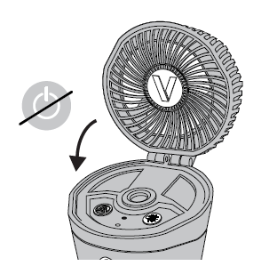 Close top cover to turn off fan