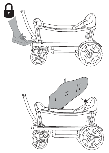 Lock brake and place Shearling Seat Cover on Toddler Comfort Seat