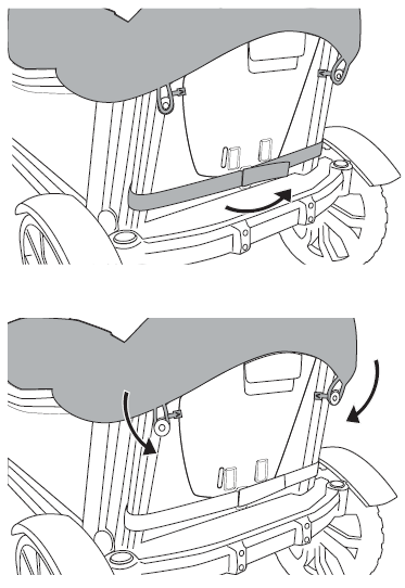 Loop strap around seat back and connect bungee cords