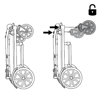 Stand upright and remove swivel wheels
