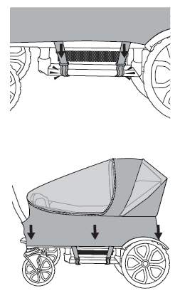 Connect side hooks to footwell bottom and adjust fit