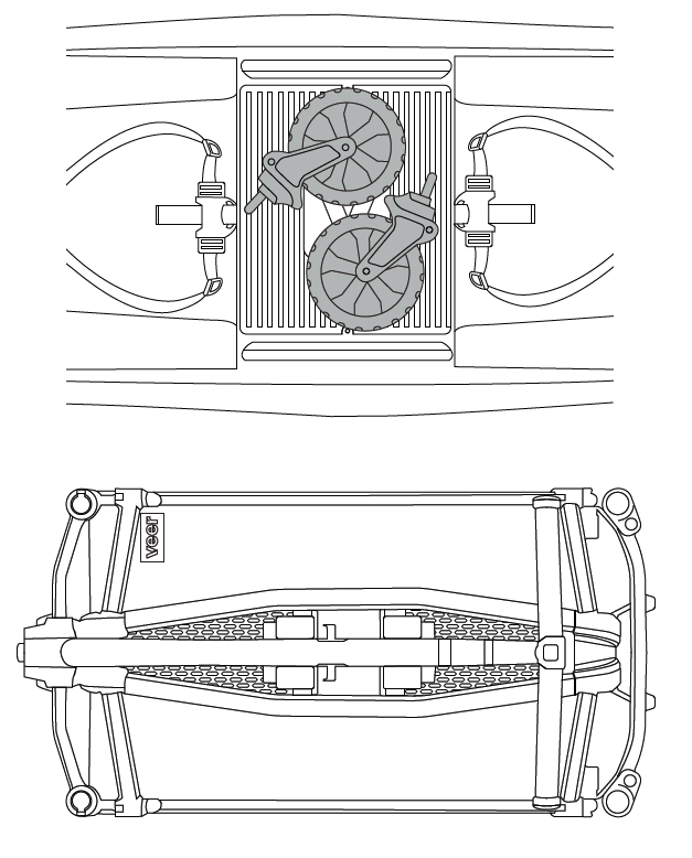 Storing front swivel wheels and folding Cruiser